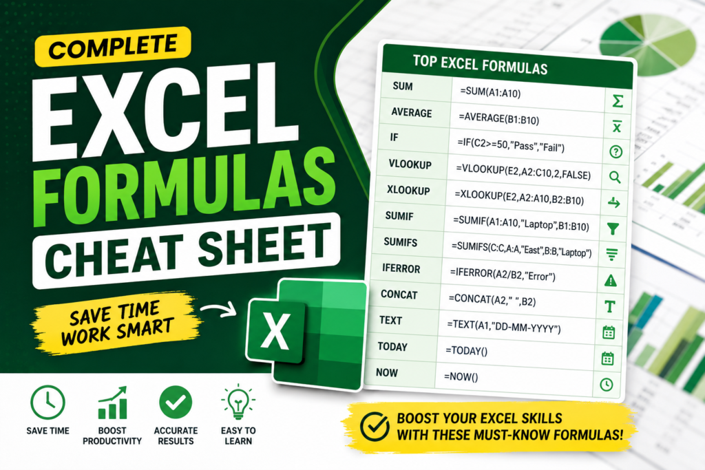 excel formulas cheat sheet