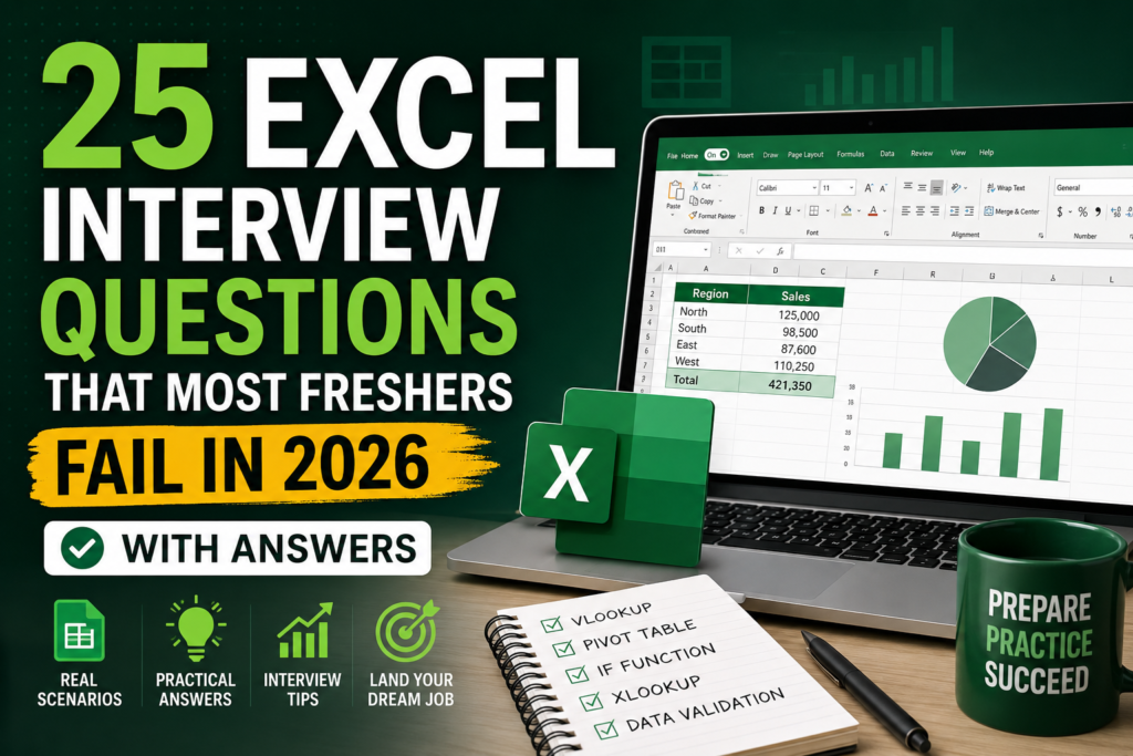 25 Excel Interview Questions Recruiters Actually Ask in 2026 (With Real Answers)