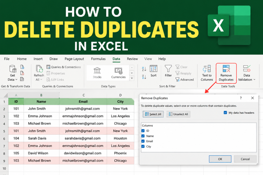 How to Delete Duplicates in Excel