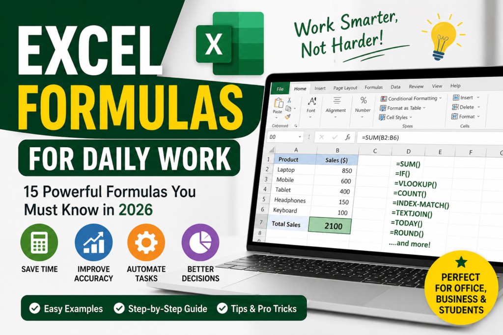 excel formulas for daily work