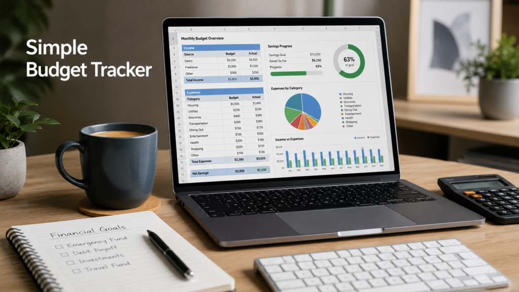 Simple Excel budget tracker spreadsheet for beginners