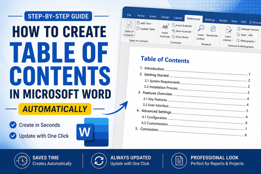 Table of Contents in Microsoft Word