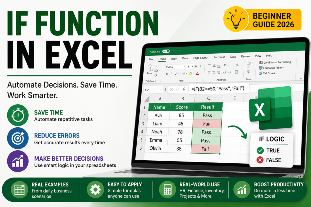 IF Function in Excel (2026 Guide): Real Examples That Save Hours of Manual Work