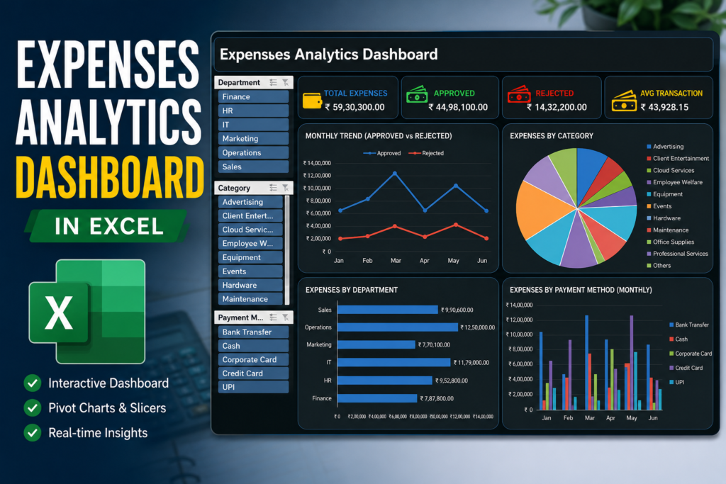 Expenses Analytics Dashboard in Excel