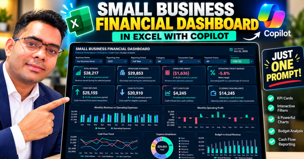 Small business financial dashboard in Excel